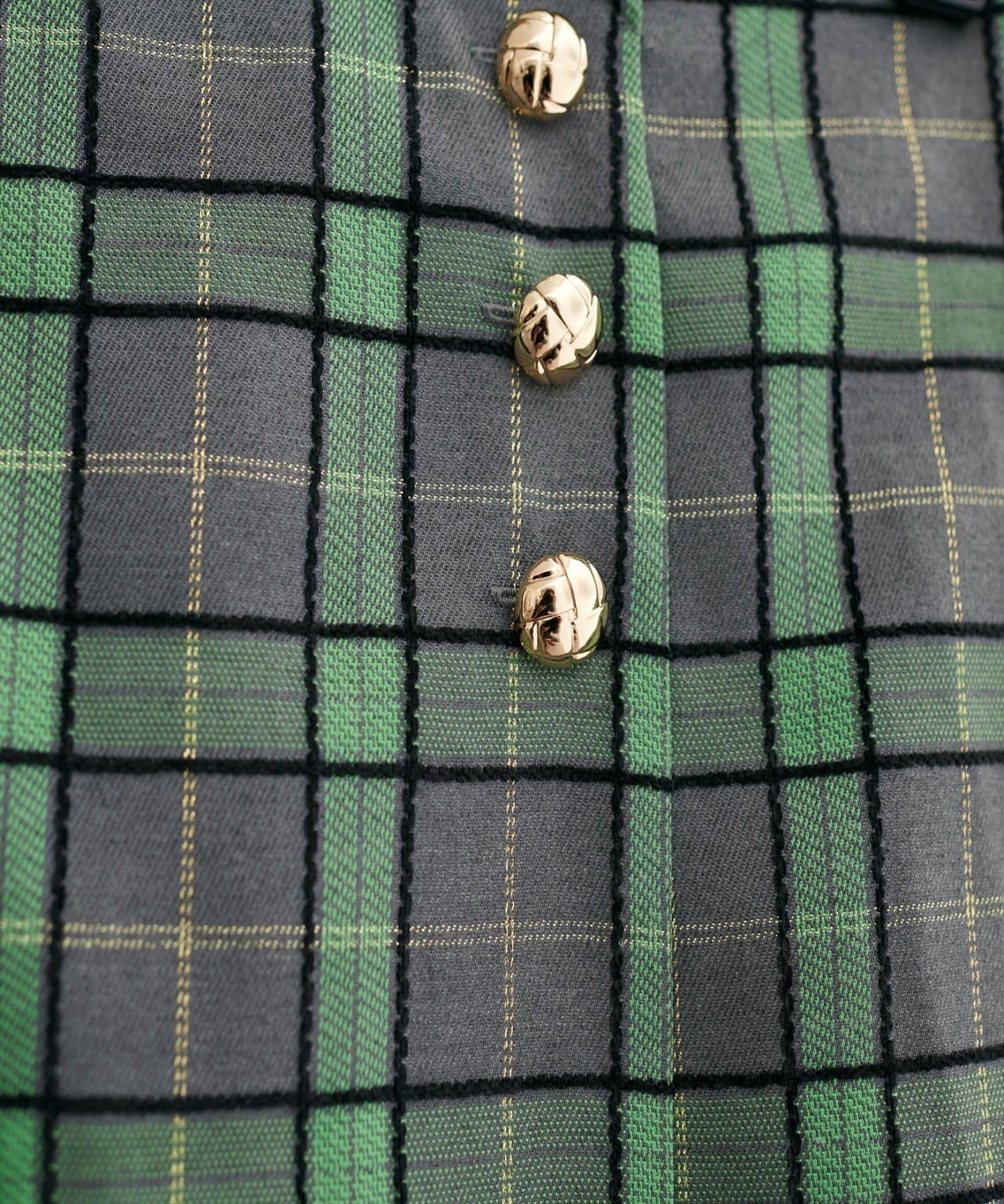 【natural couture】設計紐扣假兩件格紋半身裙