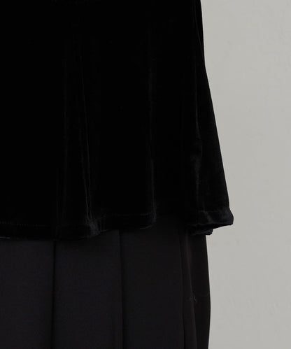 天鵝絨荷葉邊下襬套頭衫