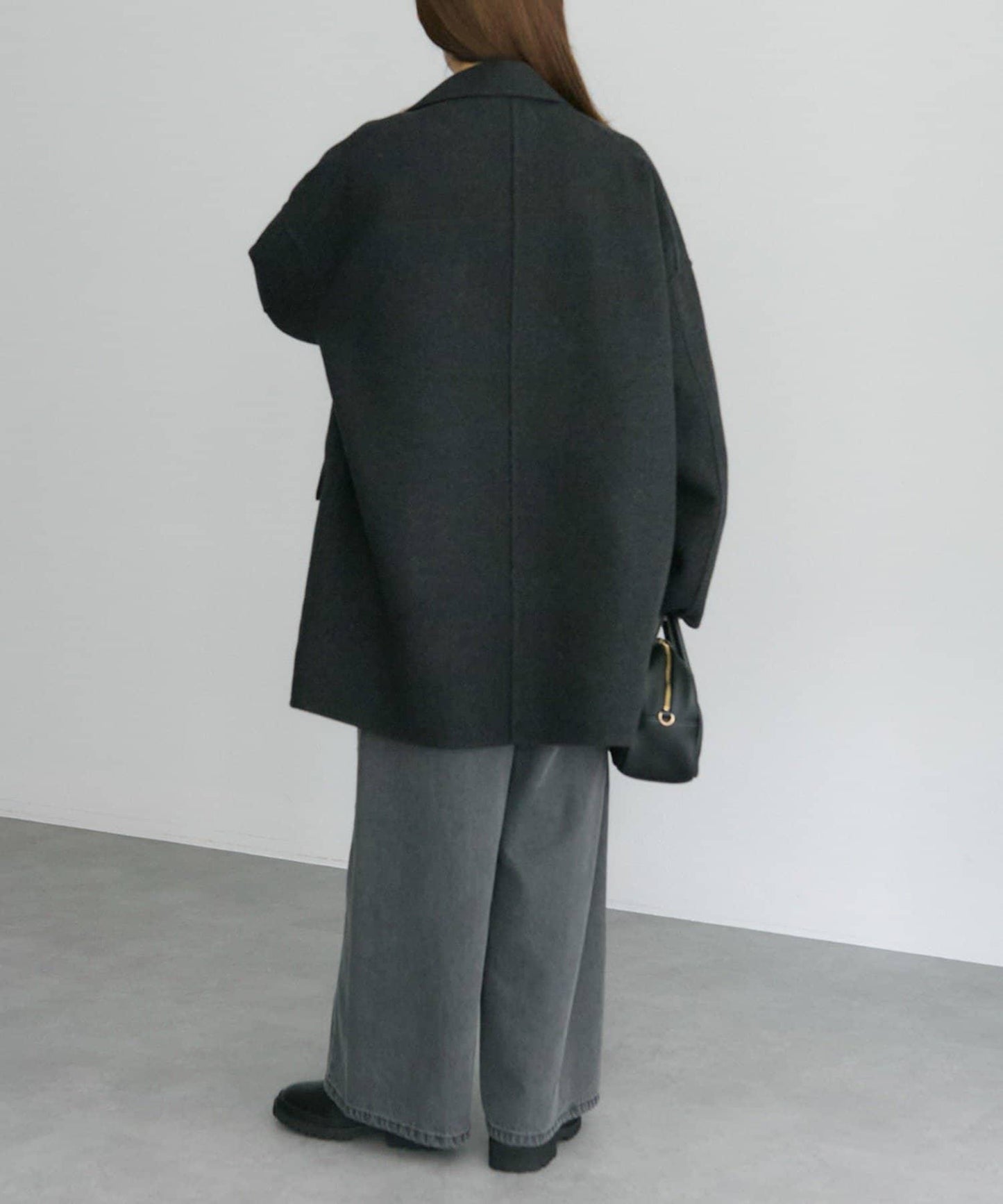 手工風羊毛混紡西裝大衣