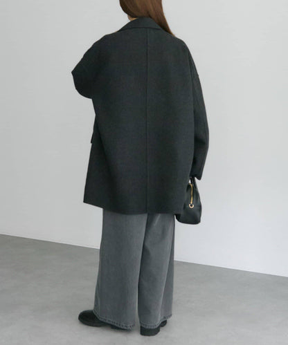 手工風羊毛混紡西裝大衣