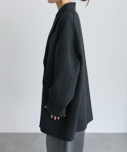 手工風羊毛混紡西裝大衣