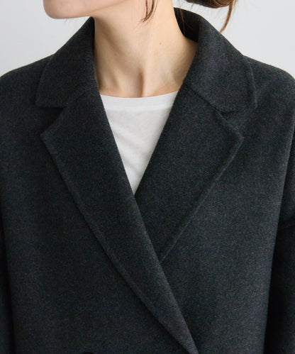 手工風羊毛混紡西裝大衣