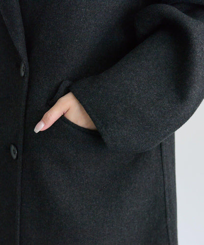 手工風羊毛混紡西裝大衣