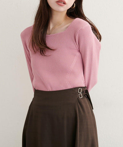【natural couture】前後兩穿七分袖羅紋針織衫