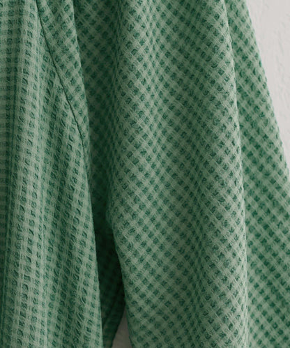 【natural couture】立體格紋泡泡袖連衣裙