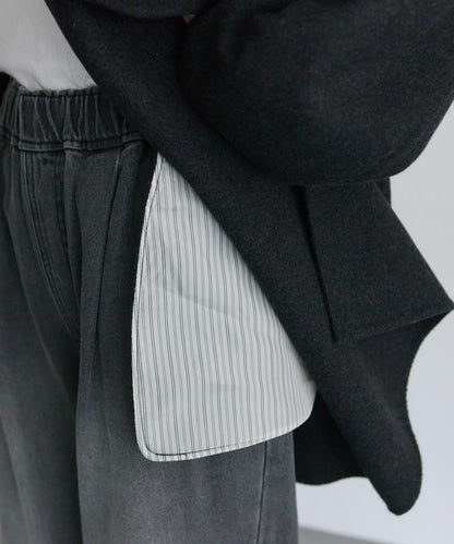 手工風羊毛混紡西裝大衣