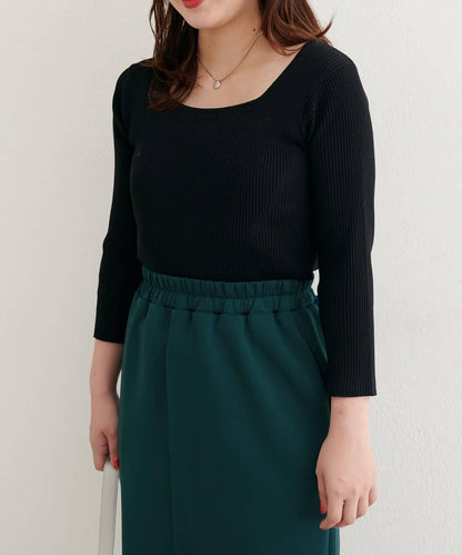 【natural couture】前後兩穿七分袖羅紋針織衫