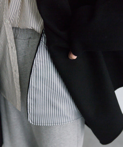 手工風羊毛混紡西裝大衣