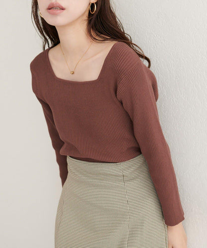 前後兩穿七分袖羅紋針織衫
