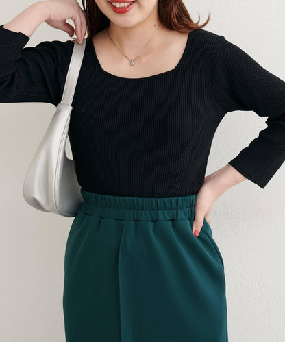 【natural couture】前後兩穿七分袖羅紋針織衫