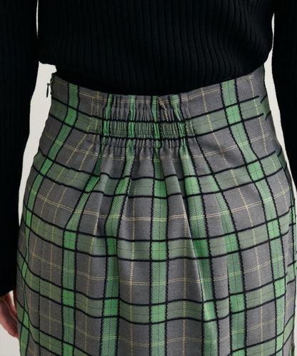 【natural couture】設計紐扣假兩件格紋半身裙