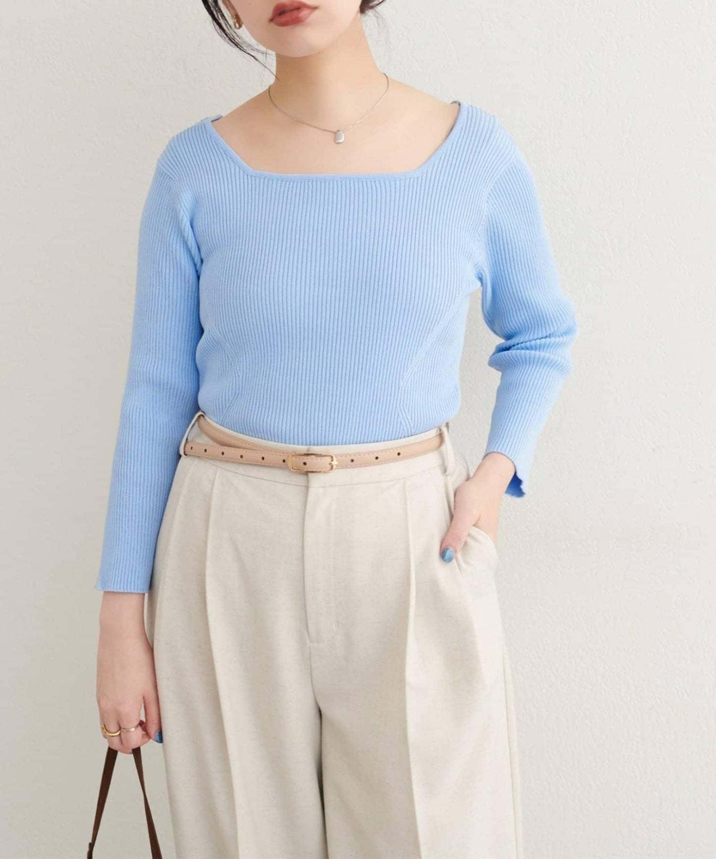 【natural couture】前後兩穿七分袖羅紋針織衫