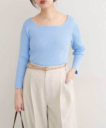 【natural couture】前後兩穿七分袖羅紋針織衫