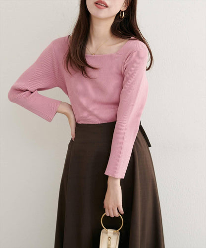 前後兩穿七分袖羅紋針織衫