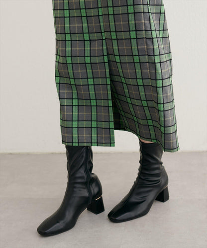 【natural couture】設計紐扣假兩件格紋半身裙