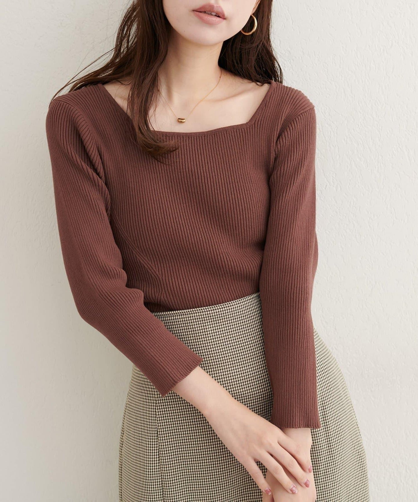 前後兩穿七分袖羅紋針織衫