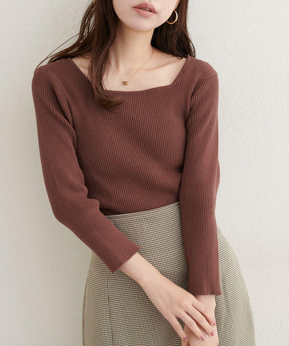 前後兩穿七分袖羅紋針織衫