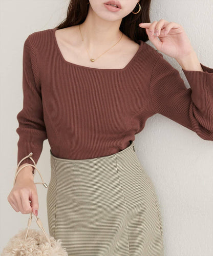 【natural couture】前後兩穿七分袖羅紋針織衫