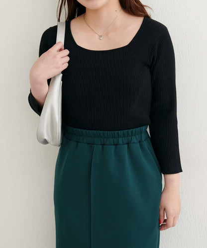 前後兩穿七分袖羅紋針織衫