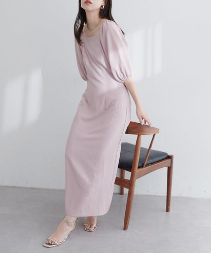 【natural couture】立體格紋泡泡袖連衣裙