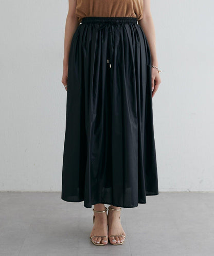 【LARUTA】塗層棉質褶皺半身裙