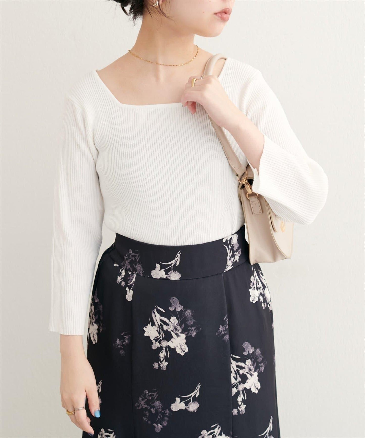 前後兩穿七分袖羅紋針織衫