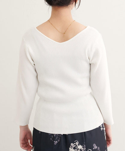 前後兩穿七分袖羅紋針織衫