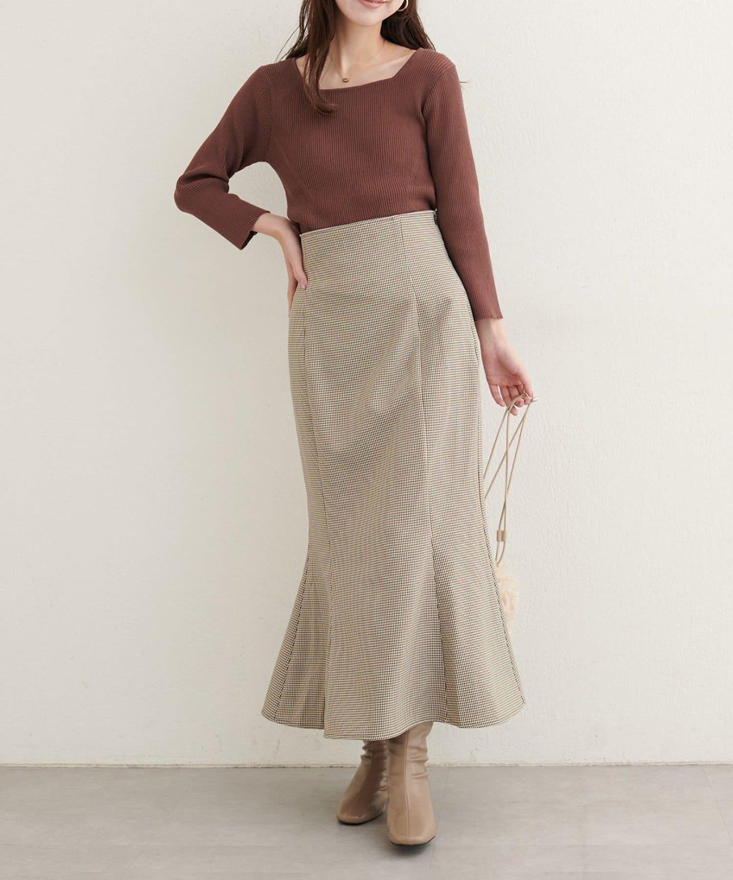 前後兩穿七分袖羅紋針織衫