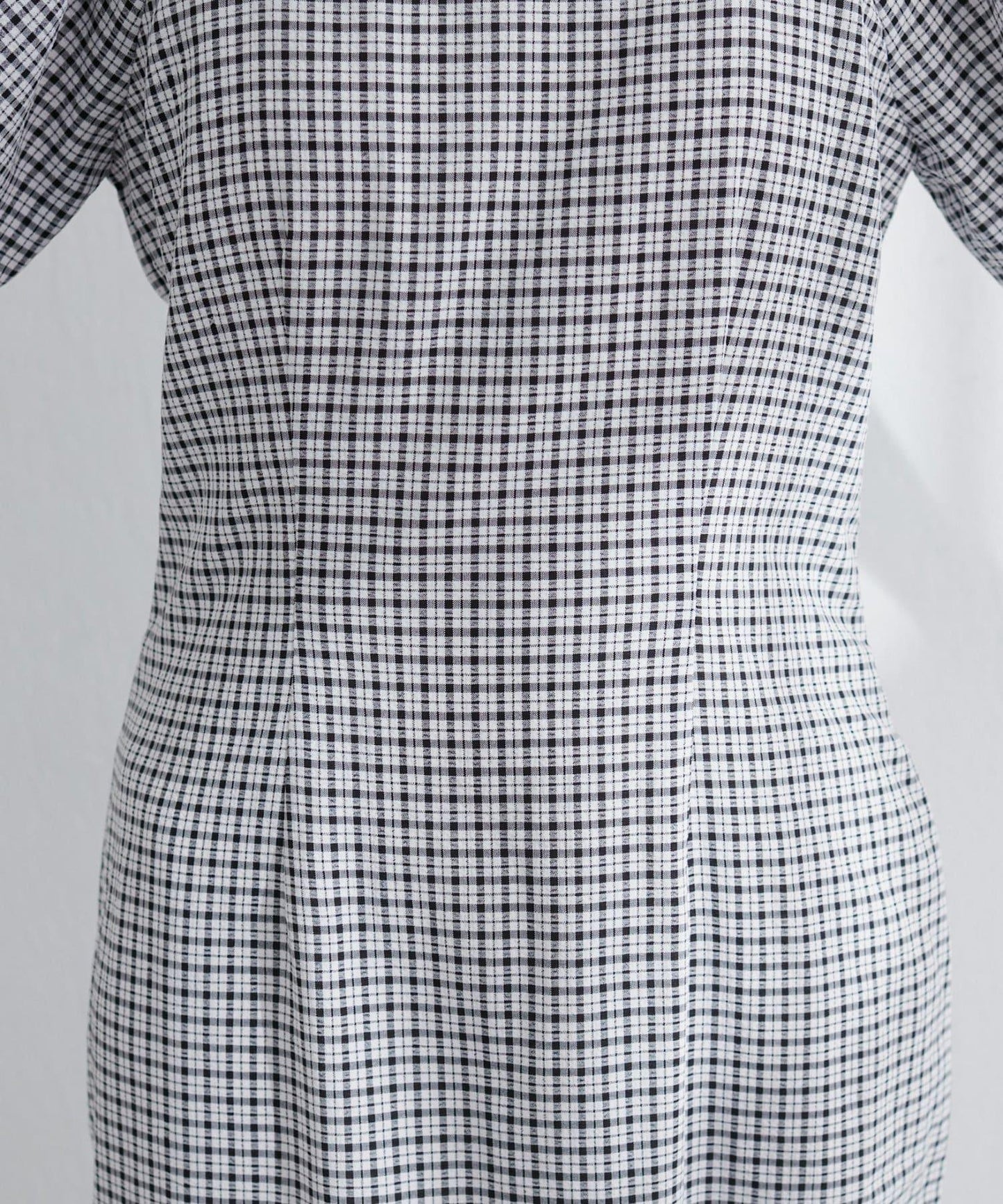 【natural couture】立體格紋泡泡袖連衣裙