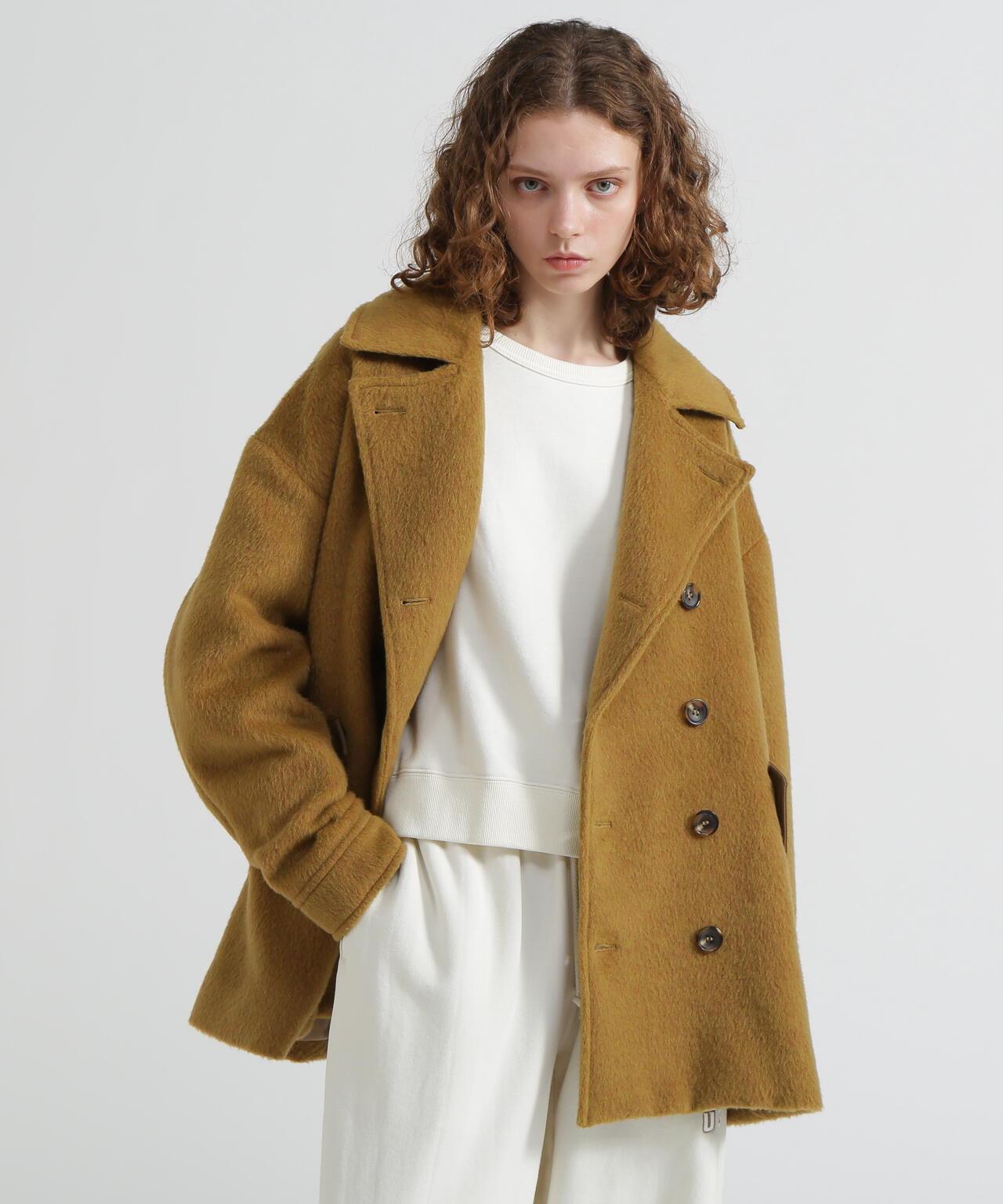 《直営店限定》長毛呢短大衣/長毛呢豌豆大衣