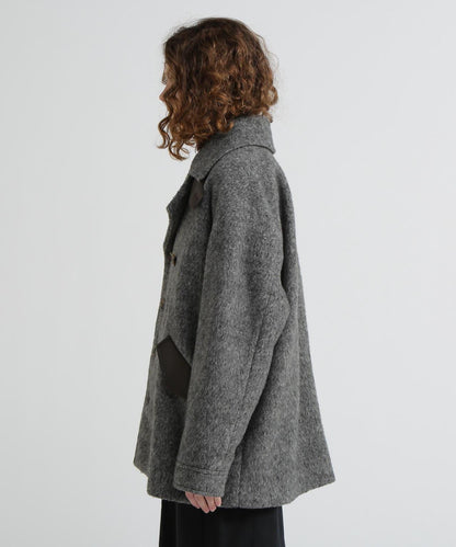 《直営店限定》長毛呢短大衣/長毛呢豌豆大衣