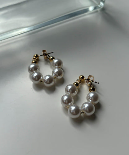 小珍珠圈形耳環