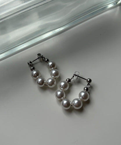 小珍珠圈形耳環
