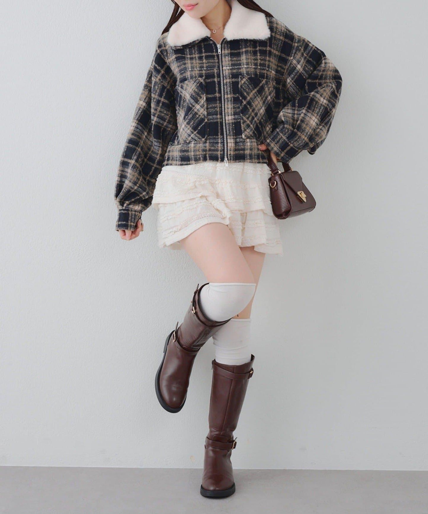 【RMAF】帶毛領拉鍊短款夾克