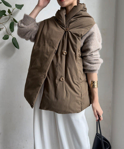 圍巾式仿毛羽絨馬甲