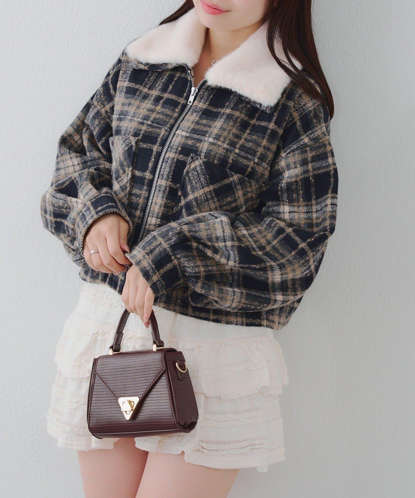 【RMAF】帶毛領拉鍊短款夾克