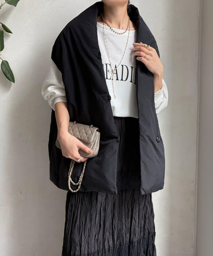 圍巾式仿毛羽絨馬甲