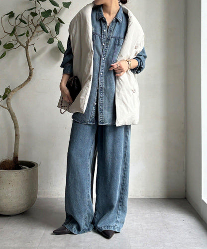 圍巾式仿毛羽絨馬甲