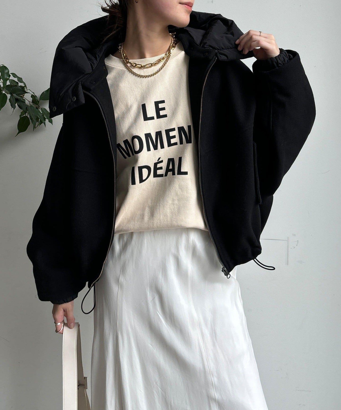 法蘭絨拼接塔夫綢短夾克