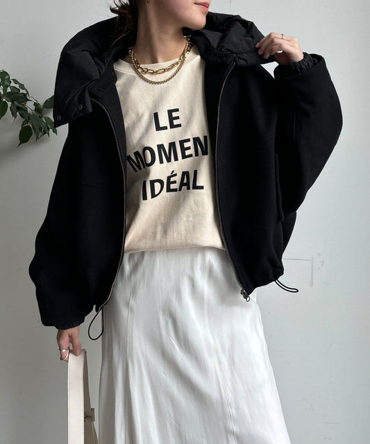 法蘭絨拼接塔夫綢短夾克