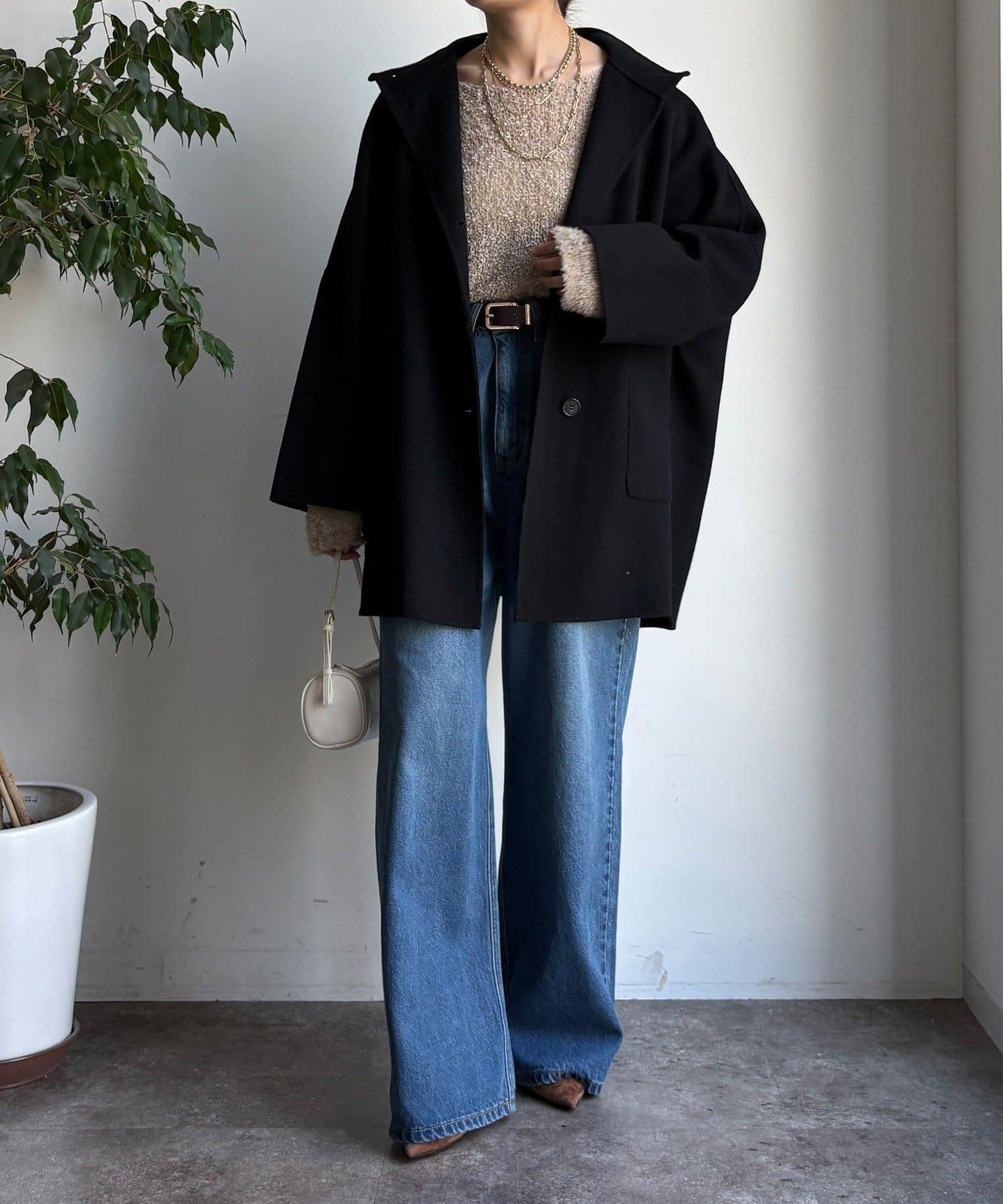 羊毛輕薄雙面立領大衣