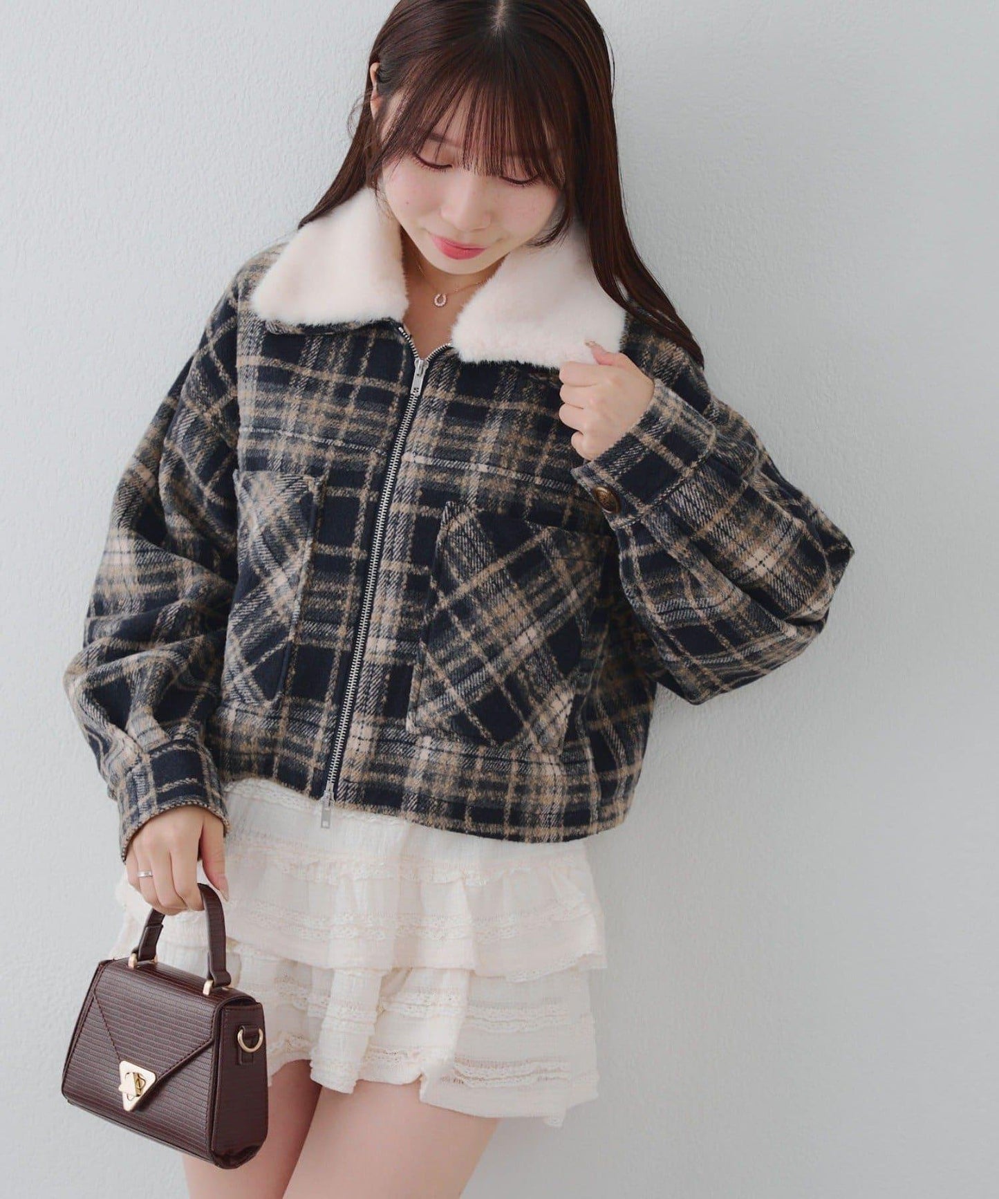 【RMAF】帶毛領拉鍊短款夾克