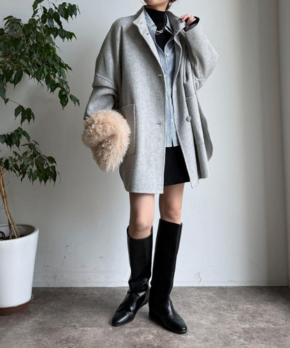 羊毛輕薄雙面立領大衣