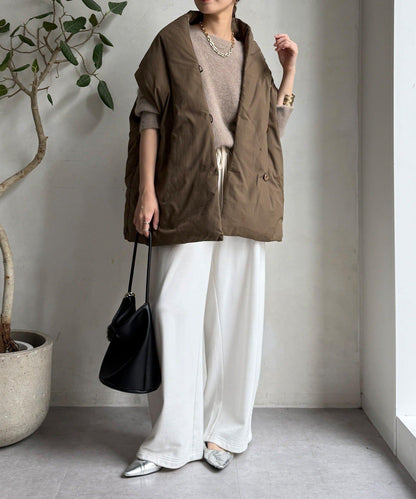 圍巾式仿毛羽絨馬甲