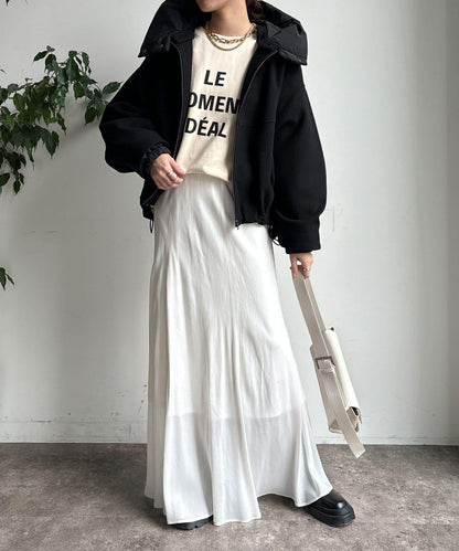 法蘭絨拼接塔夫綢短夾克