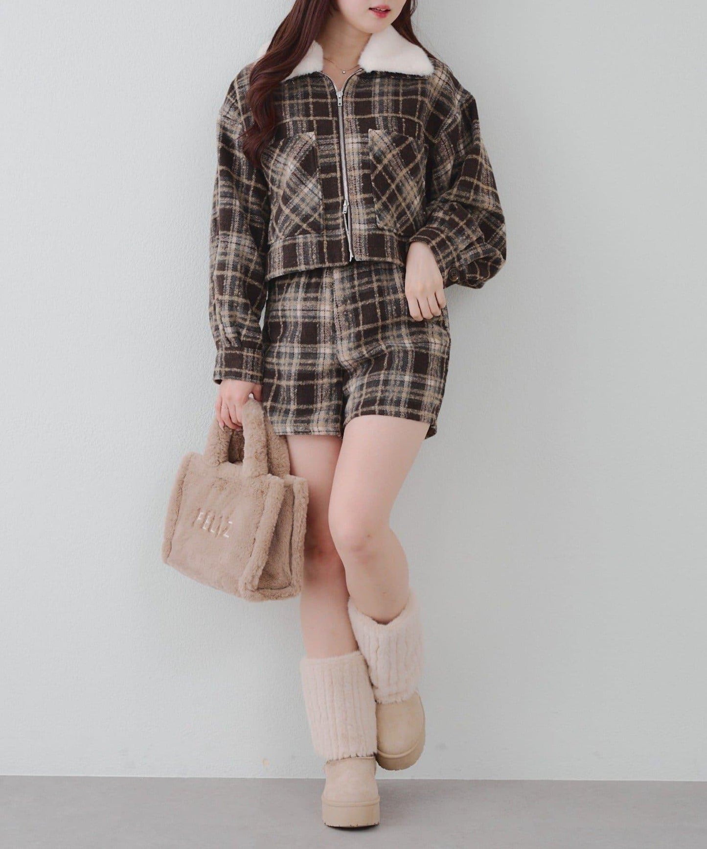 【RMAF】帶毛領拉鍊短款夾克