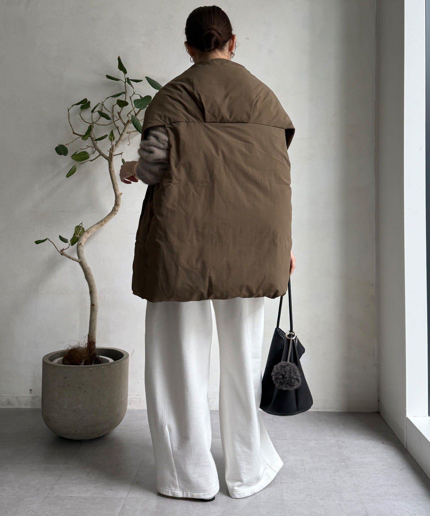 圍巾式仿毛羽絨馬甲