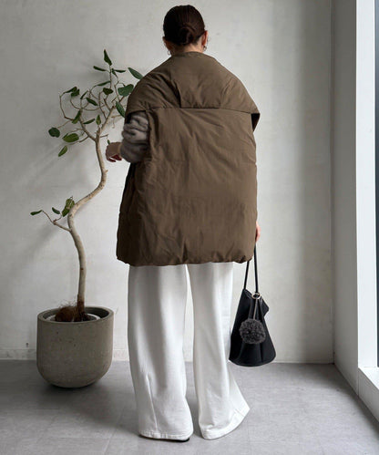 圍巾式仿毛羽絨馬甲