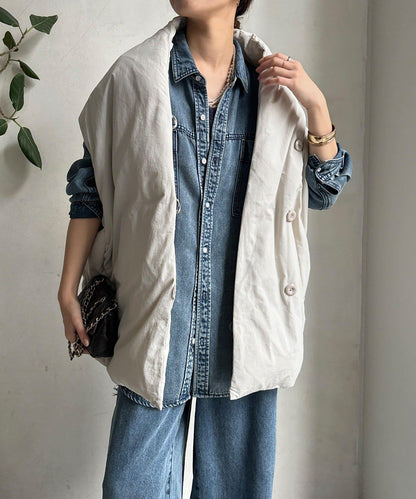 圍巾式仿毛羽絨馬甲