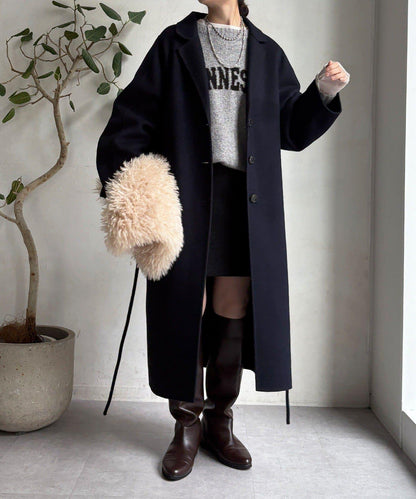 海狸絨長款大衣